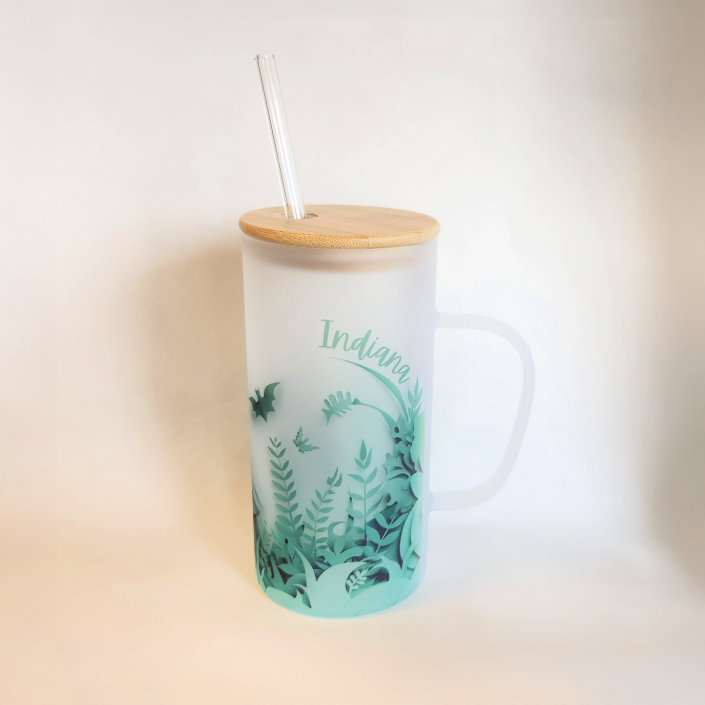 Green Witch Customizable Frosted Stein with Bamboo Lid and Glass Straw